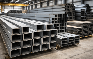 Structural steel sections including beams, columns and hollow sections used in construction